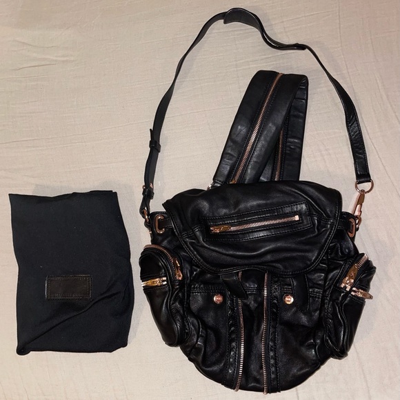 Black leather Alexander Wang Marti bag with rose gold hardware!